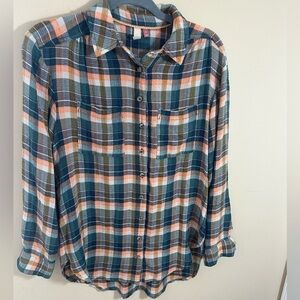Pilcro flannel Anthro  Plisse Plaid Button Down Shirt - XS